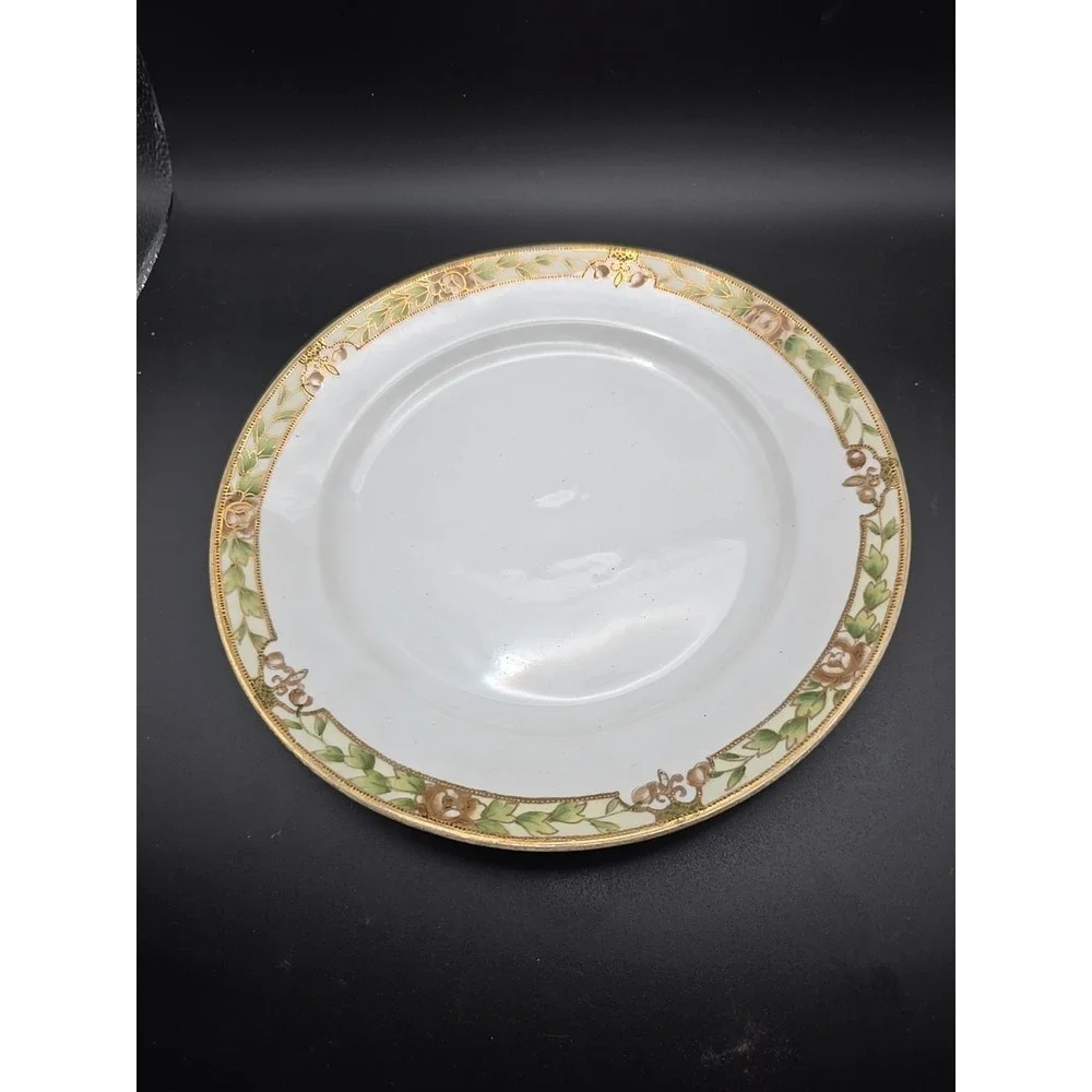 Antique Nippon Hand Painted China Cheese/ Butter‎ Dish Gold Floral